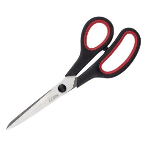 Soft Grip Scissors - Orange/Black, 193mm Length