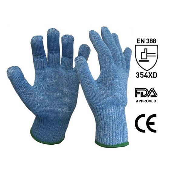 Premium Multi-Washable Blue Cut Resistant Gloves for Food Processing, EN388 Level 5