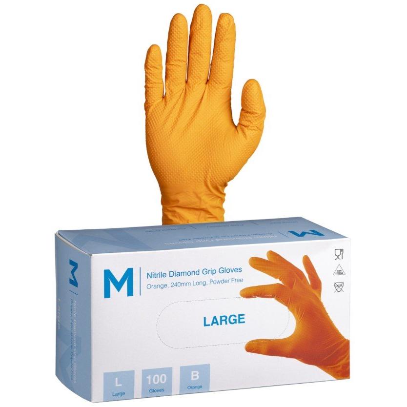 Nitrile Orange Diamond Gloves 9.0g