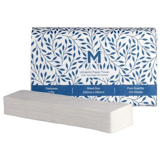 Premium 5-Fold Ultraslim White 1-Ply Paper Towels for General Cleaning & Spills